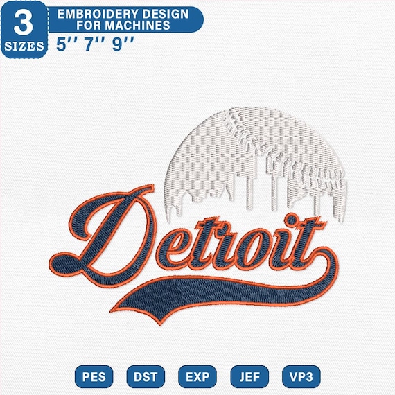 Detroit Baseball Embroidery Design, Professional Sports Team Machine Embroidery File, Embroidery Digital Download