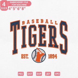 Vintage Detroit Baseball Team Embroidery Design, Retro Sports Team Machine Embroidery File Instant Download, 4 Sizes, Pes Dst Jef Exp Vp3