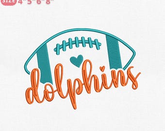 Diseño de bordado de fútbol de Miami, archivo de bordado a máquina "Miami Football Cheer Spirit", 4 tamaños, descarga instantánea, Dst Pes Jef Exp Vp3