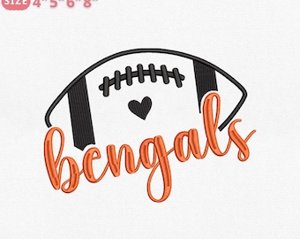 Diseño de bordado de fútbol de Cincinnati, archivo de bordado a máquina "Cincinnati Football Cheer Spirit", 4 tamaños, descarga instantánea, Dst, Pes, Jef, Exp, Vp3