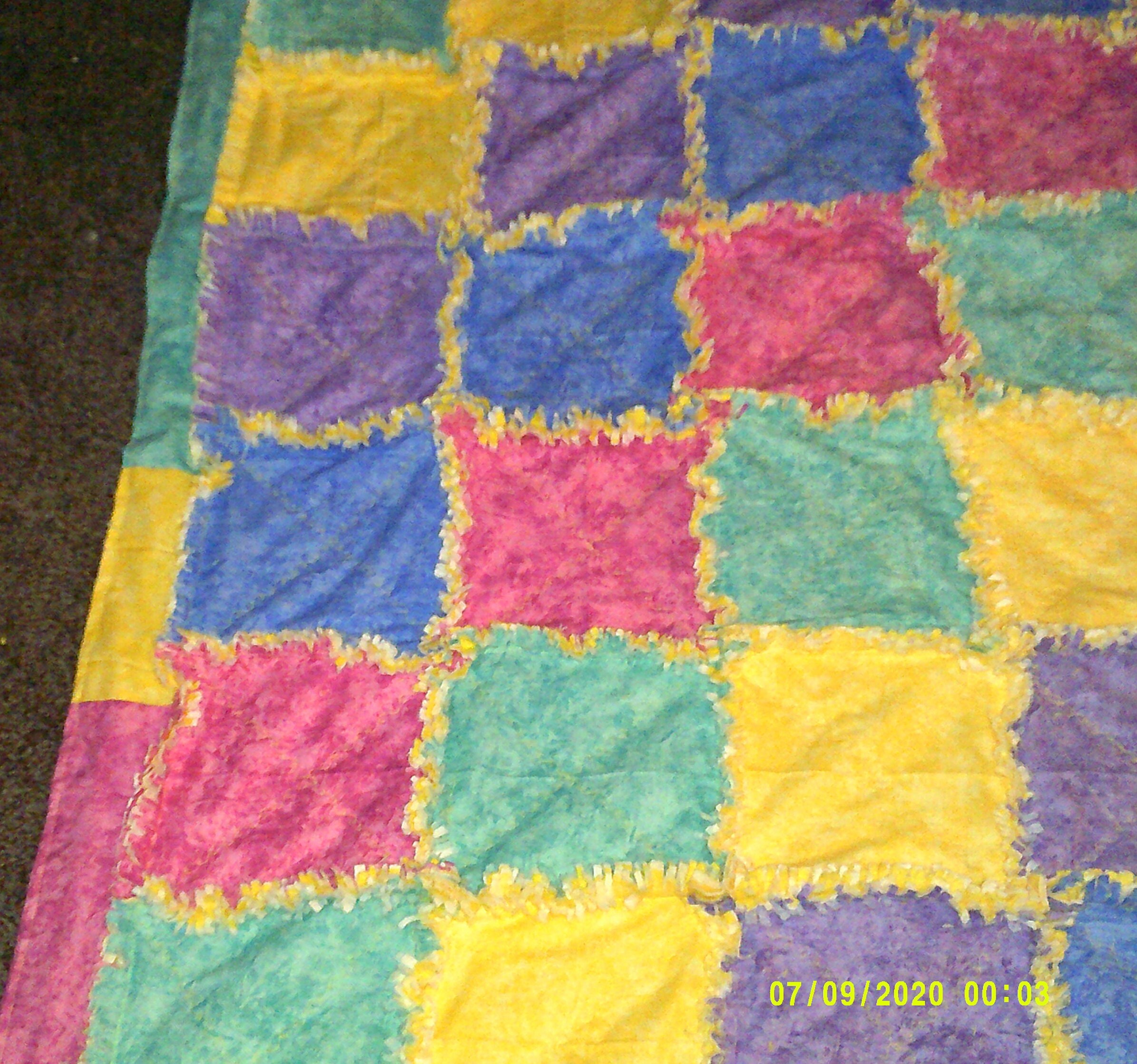 Pastel Color Rag Quilt 46x54 Bright Yellow Backing Etsy
