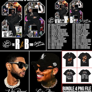 Bundle 4 PNG File Usher Chris Brown R&B Tour 2026 PNG Design (Digital Download)