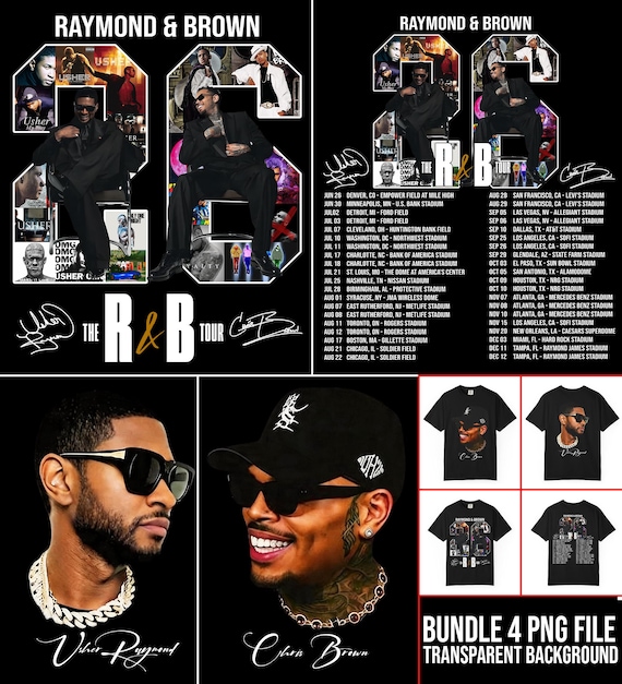 Bundle 4 PNG File Usher Chris Brown R&B Tour 2026 PNG Design (Digital Download)