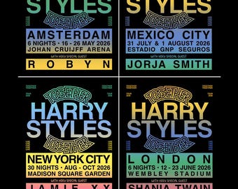 Harry Styles Tour 2026 PNG-bundel, Amsterdam, Mexico-stad, Londen, NYC (digitale download)