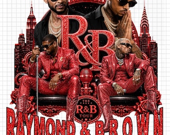 Usher Chris Brown R&B Tour 2026 PNG-ontwerp (digitale download)