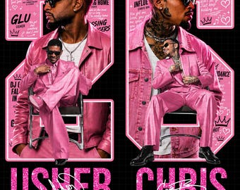 Usher Chris Brown R&B Tour 2026 PNG-ontwerp (digitale download)