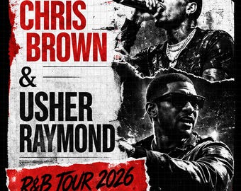 Usher Chris Brown R&B Tour 2026 PNG-ontwerp (digitale download)