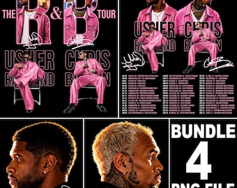 Bundel van 4 PNG-bestanden: Usher Chris Brown R&B Tour 2026 PNG-ontwerp (digitale download)