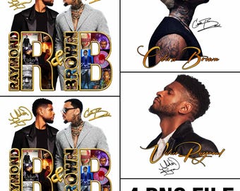 Bundel van 4 PNG-bestanden: Usher Chris Brown R&B Tour 2026 PNG-ontwerp (digitale download)