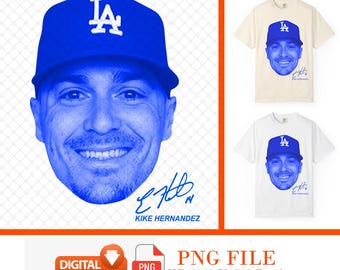 T-shirtontwerp Kike Hernandez Big Face, T-shirtontwerp Kike Hernandez png-bestand (digitale download)
