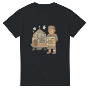 Camiseta divertida de astronauta: frase "Futuro arruinado"; regalo nerd; diseño retro de dibujos animados de ciencia ficción; camiseta con mensaje.