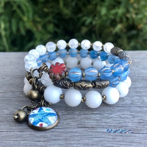 Blue Starfish Memory Wire Bracelet