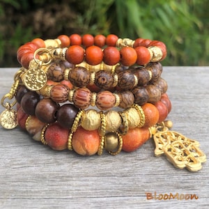 Gold Hamza Hand  - Memory wire bracelets (set of 2)