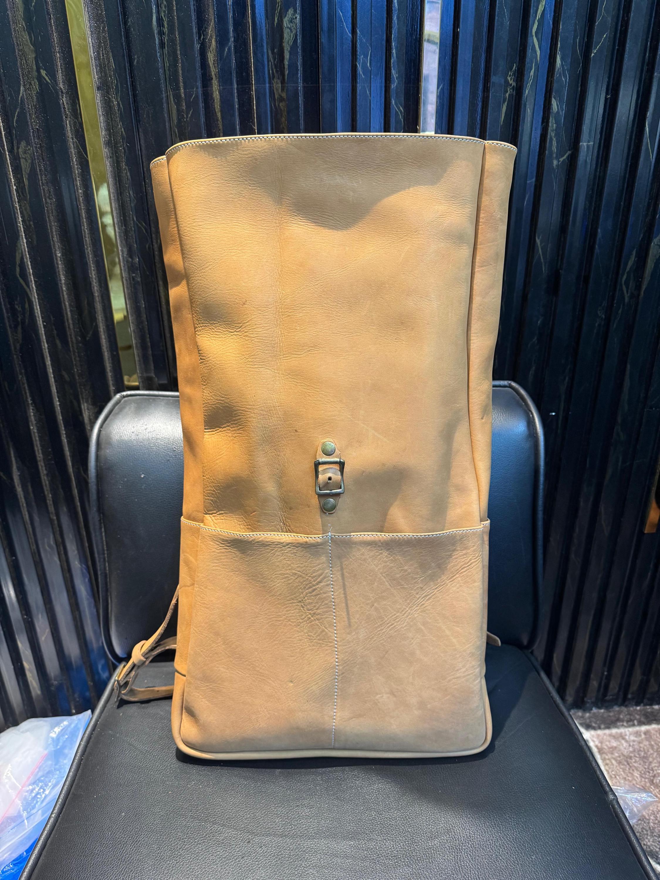 backpack designed for carry on luggage fold top leather Limited | Handmade Rolltop | Travel Backpack | Premium Backpack keeping your work essentials organized Leather Roll Bag Mens Backpack