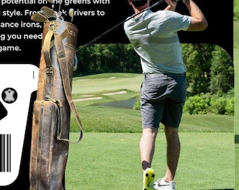 Vintage Leather Pencil Golf Bag | Slim Carry Bag with Shoulder Strap