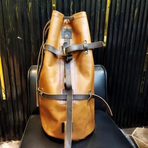 Handmade Brown Genuine Leather Motorcycle Luggage Bag – Full Grain Leather Travel Duffel, Cabin Bag, Duffle Bag, Weekender Bag, Gift for Him