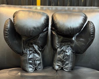 Vintage Leather Boxing Gloves: Brown & Black, Gym Decor