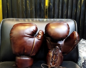 Vintage Style Leather Boxing Gloves: Sparring, Punching Bag, Memorabilia