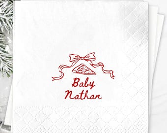 Personalized Pizzas Slice Baby Paper Napkin, Winter Celebration Holiday Event Table Decor, Perfect for Boy Girl Gender Neutral