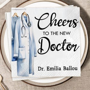 Personalized Doctor Graduation Napkin, Custom Class of 2026 Party Decor, Congrats Graduate Gift Tableware Supply, Medical School Grad