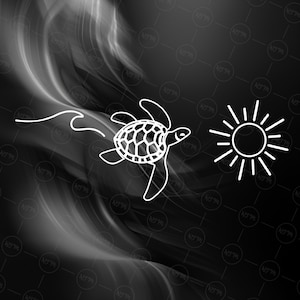 Meeresschildkröte Welle Sonne SVG, Minimalist Sommer Strand SVG, Ocean Wild Line Art Clipart für Cricut und Sublimation