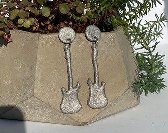 Rock Star Guitar Earrings / Electric Guitar Earrings / Scented Earrings / Sparkle Concert Earrings