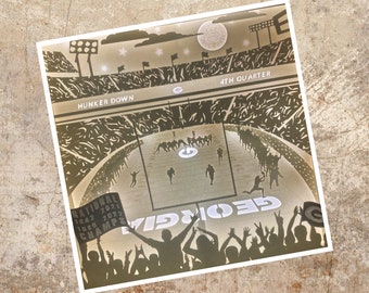 University of Georgia UGA Bulldog Sanford Stadium Football Print - Unframed