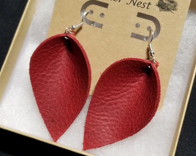 Leather Earrings Joanna Gaines Magnolia Inspired Leaf Shape Etsy