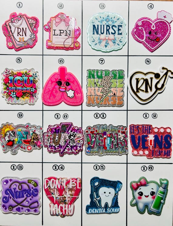 Acrylic Flat Backs, Interchangeable Acrylic, Badge Reel, RN, LPN