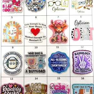 Acrylic Flat Backs, Interchangeable Acrylic, Badge Reel, Optician, Nurse, Halloween, Radiology, Pharmacist, Gastro, Accountant, Cow, Eye-166