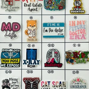 Acrylic Flat Backs, Interchangeable Acrylic, Badge Reel, Magnet, Real Estate Agent, Doctor, MD, Radiology, Medical, Glitter,Durable