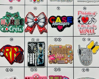Acrylic Flat Backs, Interchangeable Acrylic, Badge Reel, Magnet, Nurse, RN, Neuro Nurse, Cancer, Social Worker, Phlebotomist, Admin, Lab- 20