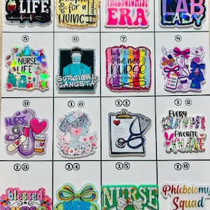 Acrylic Flat Backs, Interchangeable Acrylic, Badge Reel, Nurse, Plebotomist, Lab, Surgery, Easter, Nurse Practitioner, Squad, Medical- 85