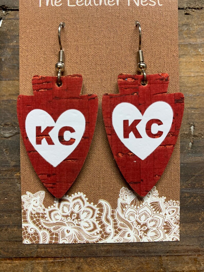 Leather Earrings Leather Jewelry Cork Kansas City Chiefs Etsy