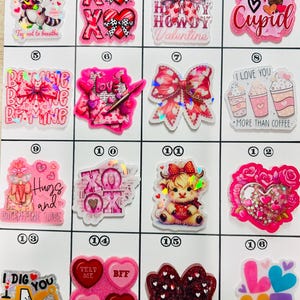Acrylic Flat Backs, Interchangeable Acrylic, Badge Reel, Holiday, Valentine, Love, Hearts, Coffee, Bow, Be Mine, Roses, XOXO, Cow, Cupid-120