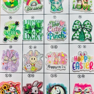 Acrylic Flat Backs, Interchangeable Acrylic, Badge Reel, Easter, Nurse, St. Patrick’s, Lucky, Shamrock, Bunny, Truck,Gnome, Holographic- 122