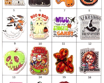 Acrylic Flat Backs, Interchangeable Acrylic, Badge Reel, Halloween, Teacher, Witch, Vintage, Ghost Face, Books, Boo Boo Crew, Pumpkin- 165