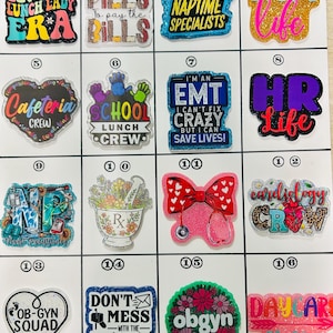 Acrylic Flat Backs, Interchangeable Acrylic, Badge Medical Assistant ,Lunch Lady, Pharmacy, OBGYN, Anesthesia, Cardiology, DayCare, EMT-22