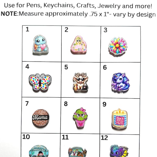 Acrylic Beads, Focal Bead, Double Sided, Crafts, Pens, Badge Reel, Bag Charms, Turtle, Swiftie, Flower, Butterfly, Cow, Mama, Cactus, Dragon