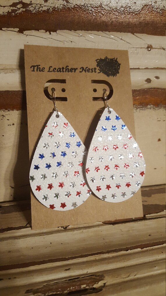 Items similar to Leather Earrings, Leather Jewelry, 4th of ...