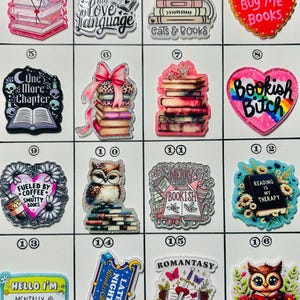 Acrylic Flat Backs, Interchangeable Acrylic, Badge Reel, Magnet, Books, Book Lover, Cats, Animals, Book Club, Bad Word, Owl, Country- 5