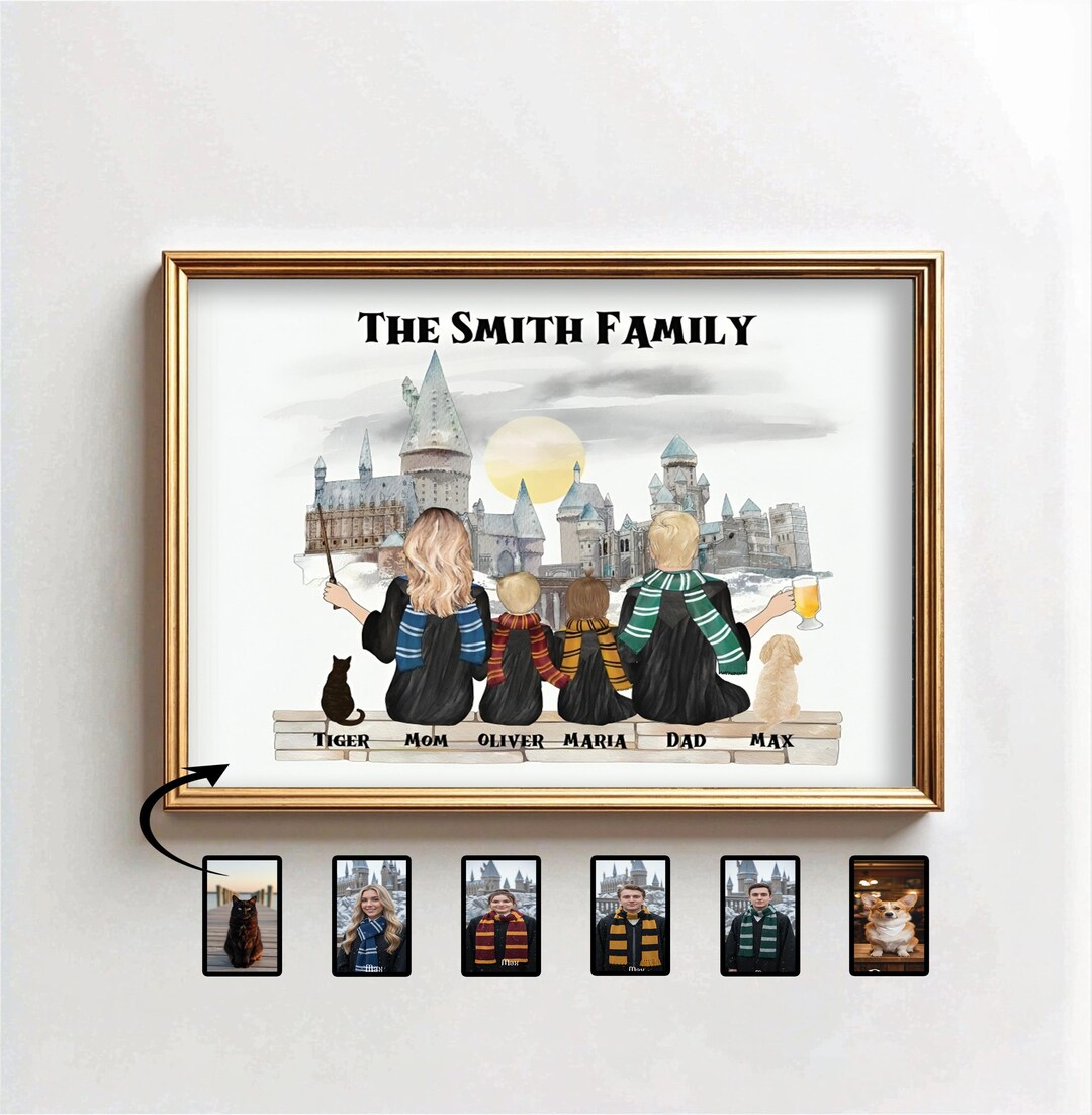 Personalised Family Print, Custom Family Gift, Family Pet Portrait ...