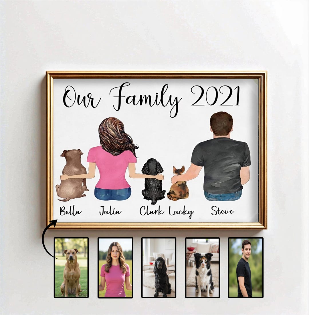 Personalised Family Print, Custom Family Gift, Family Dog Print ...
