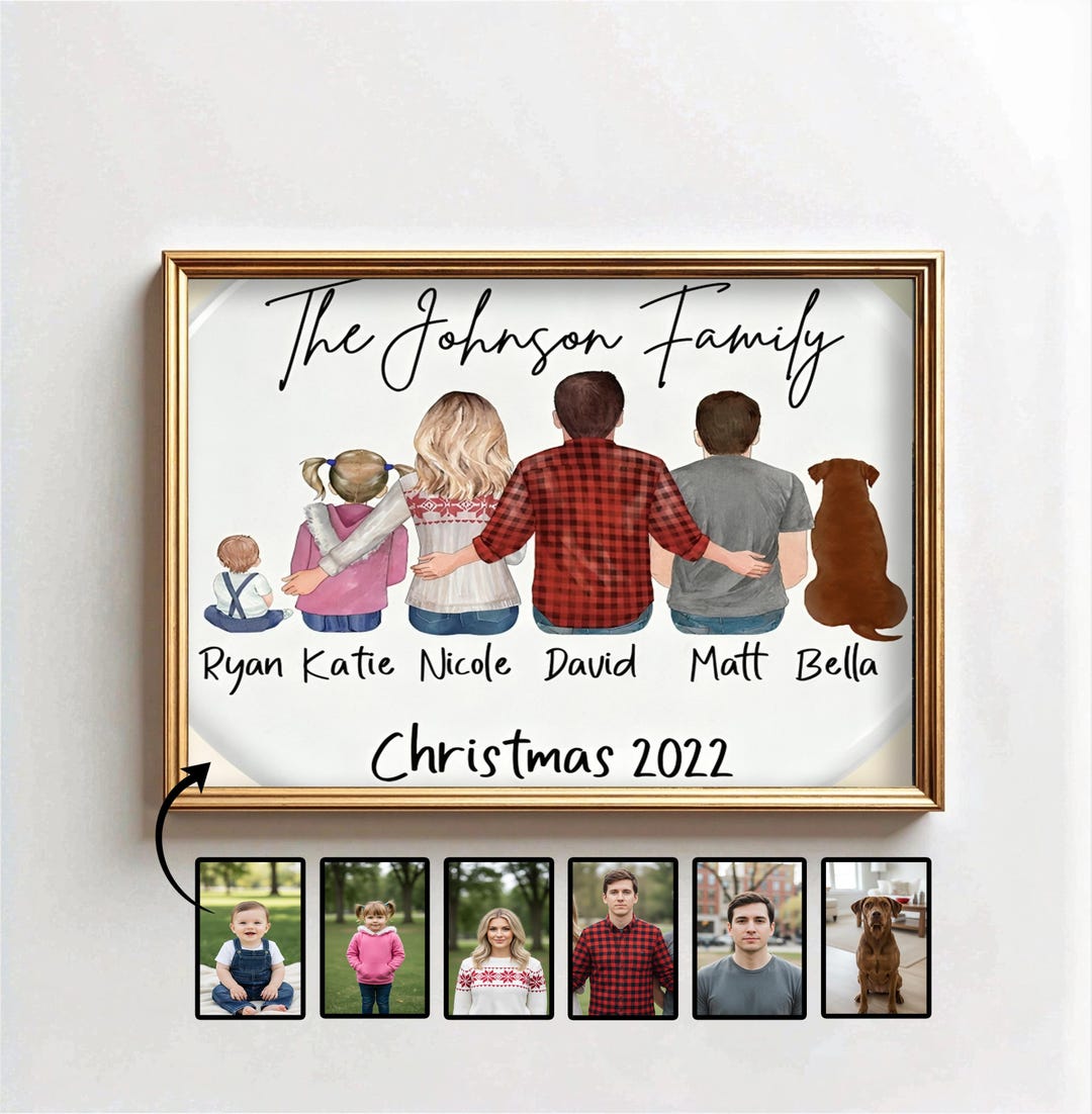 Personalised Family Print, Custom Family Gift, Family Dog Print ...