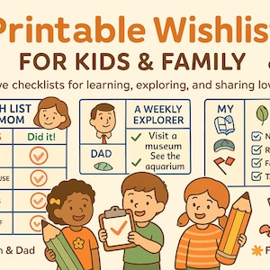 Druckbare Wunschliste für Kinder - lustige, ruhige Aktivitäten, um Kreativität zu entfachen, Zeit zu planen und Familienerinnerungen aufzubauen