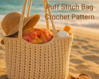 Patroon gehaakte draagtas macramé, bladerdeegtas, zelfstudie strandtas (pdf), handgemaakt gehaakt draagtaspatroon