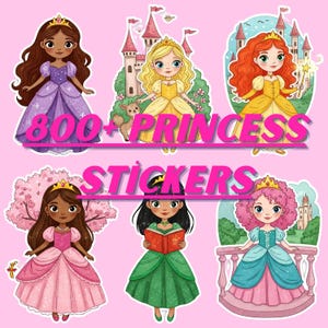 800+ prinsesstickers, afdrukbare stickerbundel voor meisjes, scrapbooking, journaling, schattige outfits, sprookjesthema, doe-het-zelfplezier, trend op etsy