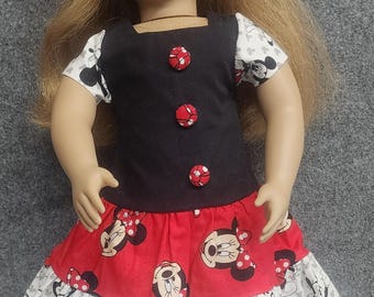 18-inch mickey & Minnie Mouse print handmade doll dress