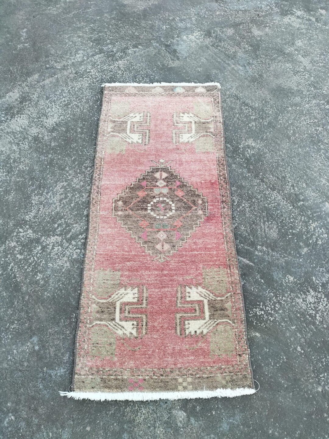 Handwoven Wool Runner Rug, 2x4 Small Antique Turkish Oushak Rug - Etsy UK