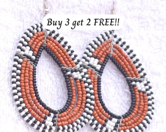 047 ethnic earring, boho bead earring, kenya earring, african jewelry, african earring, bohemian earring, masai jewelry, masai earring